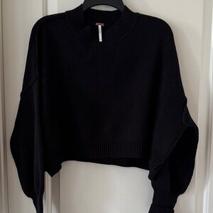 Free People Easy Street Crop Pullover Sweater Oversized Rib Crewneck S